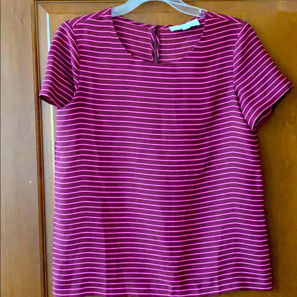 COPY - Loft fuscia/pink short sleeve blouse